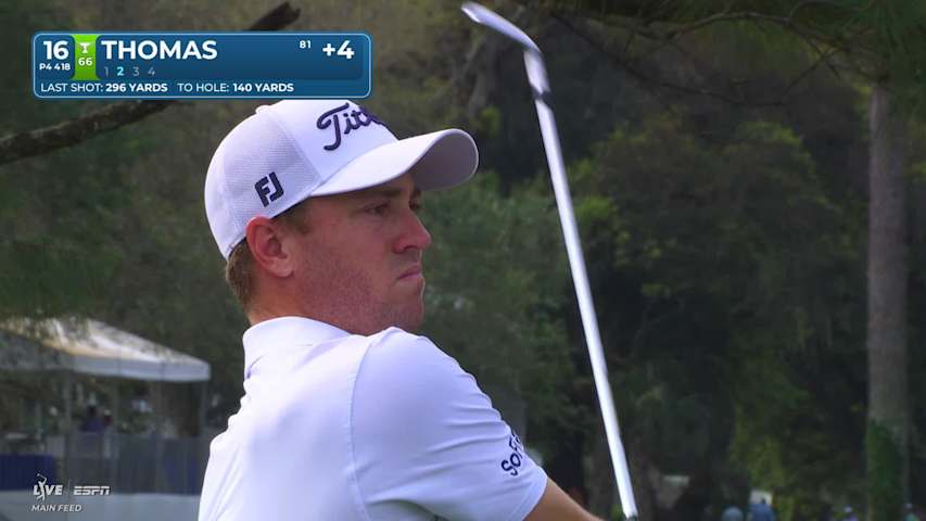 Justin Thomas's 137-yard approach sets up birdie on No. 16 at RBC Heritage