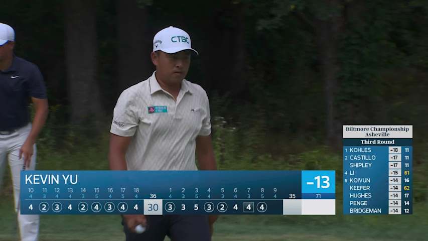 Kevin Yu sinks 8-foot putt for birdie on No. 8 at Biltmore Championship