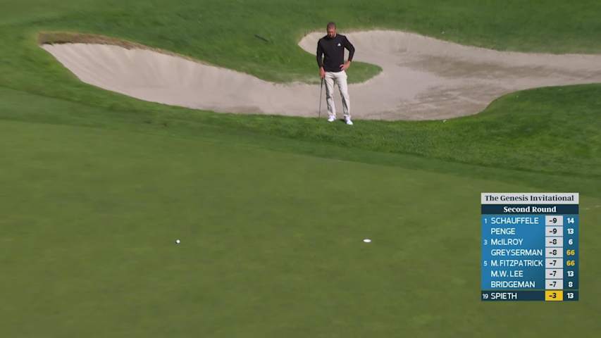 Jordan Spieth sinks 37-foot birdie putt on No. 14 at The Genesis
