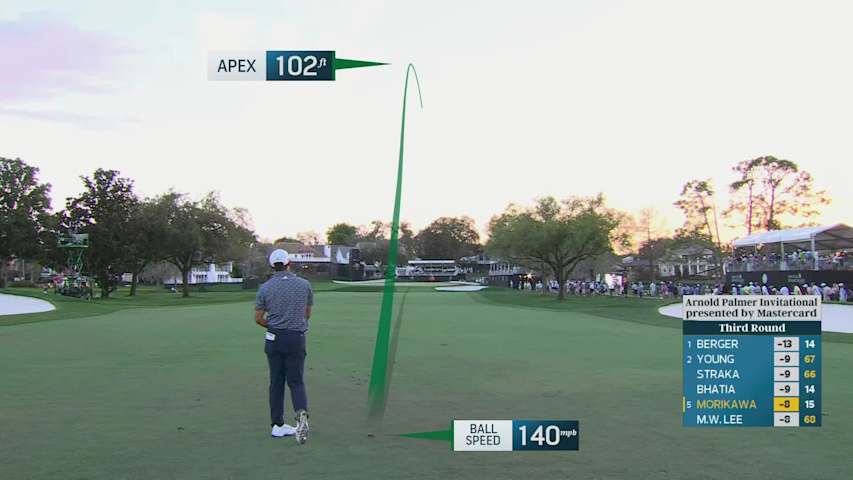 Collin Morikawa hits 200-yard approach to 30 feet, sets up birdie on No. 16 at Arnold Palmer