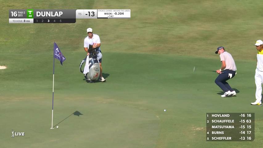 Nick Dunlap nearly holes eagle putt from off the green at FedEx St. Jude
