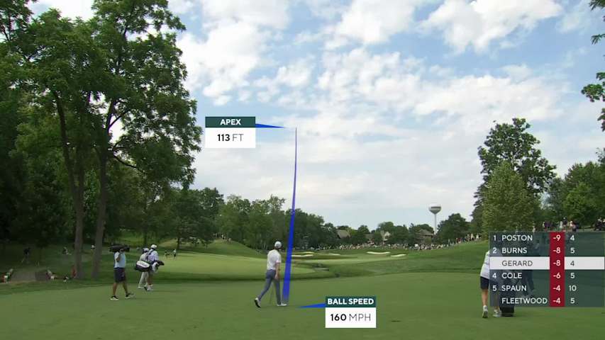 Ryan Gerard sinks 3-foot putt for birdie on No. 5 at the Memorial
