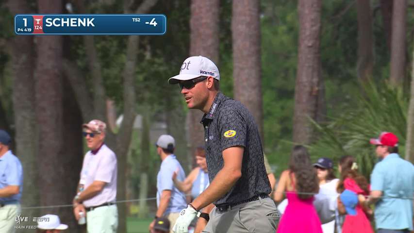 Adam Schenk's 121-yard approach sets up birdie on No. 1 at RBC Heritage