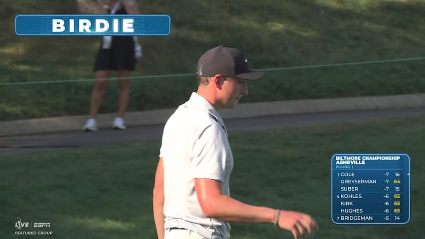 Ben James sinks 10-foot putt for birdie on No. 14 at Biltmore Championship