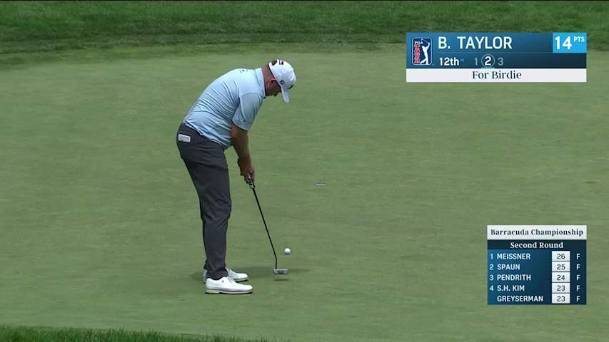 Ben Taylor sinks an 18-foot birdie putt at Barracuda