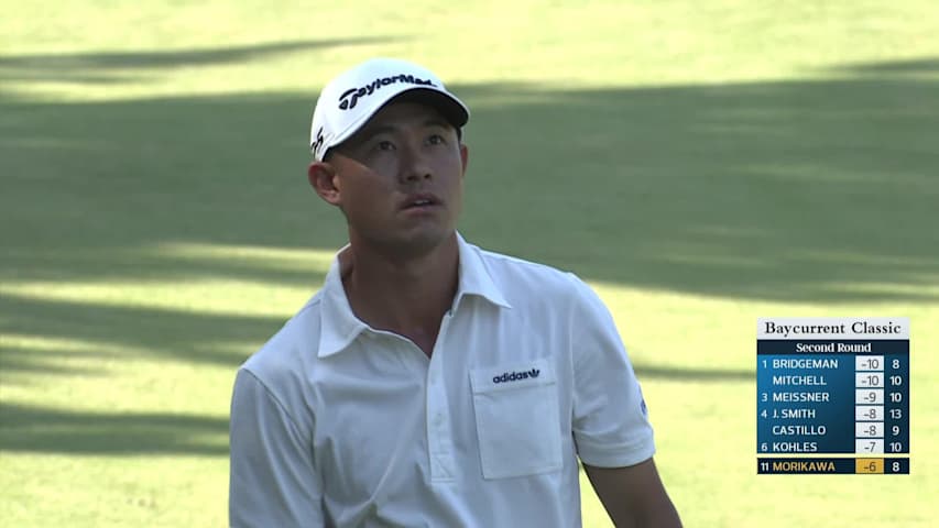 Collin Morikawa's 139-yard approach sets up birdie on No. 9 at Baycurrent
