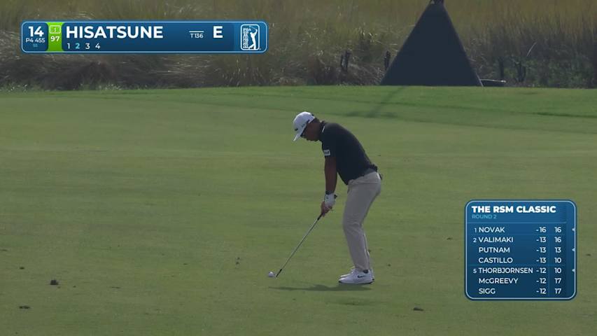 Ryo Hisatsune hits 136-yard approach to 2 feet, sets up birdie on No. 14 at The RSM Classic