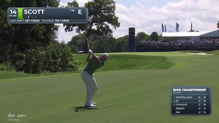 Adam Scott's 105-yard approach sets up birdie on No. 14 at BMW Championship