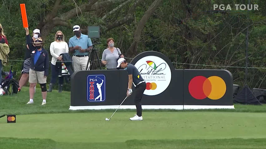 Jazz Janewattananond dials in tee shot to set up birdie at Arnold Palmer