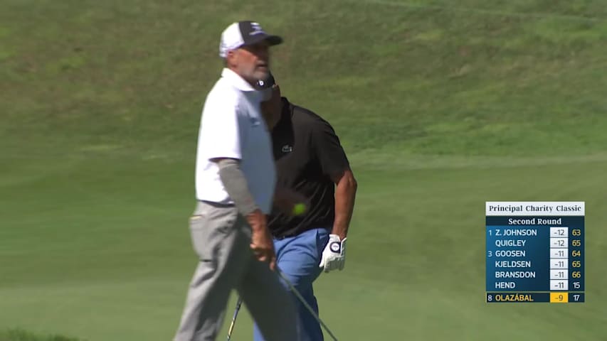 José María Olazábal makes birdie on No. 18 at Principal Charity Classic