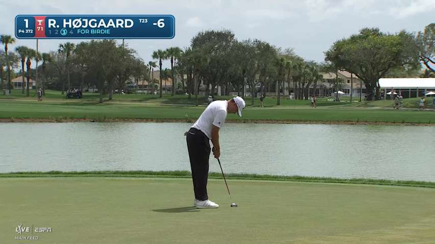 Rasmus Højgaard makes 7-foot birdie putt on No. 1 at Cognizant Classic