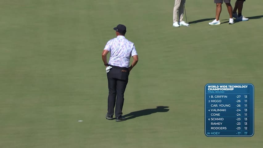 Rico Hoey makes birdie on No. 18 at World Wide Technology