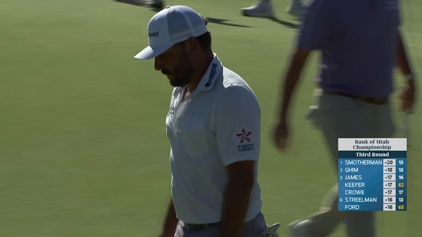 Stephan Jaeger sinks 7-foot putt for birdie on No. 14 at Bank of Utah