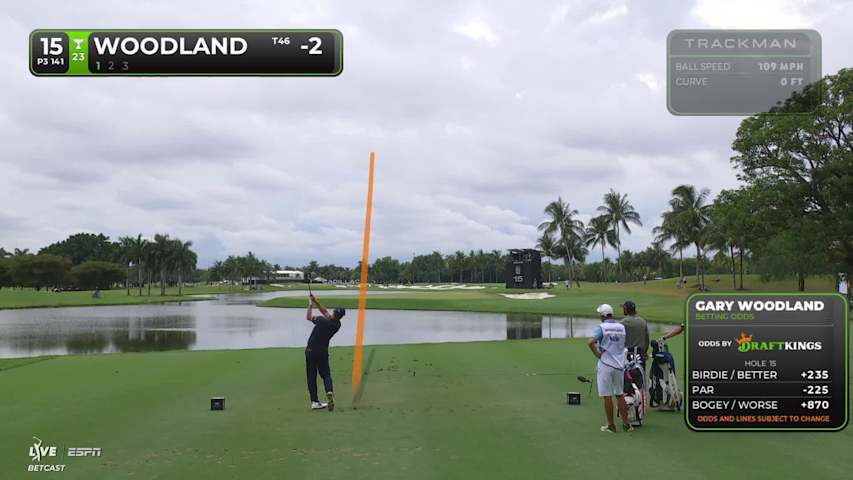 Gary Woodland hits tee shot to 12 feet, sets up birdie on No. 15 at Cadillac