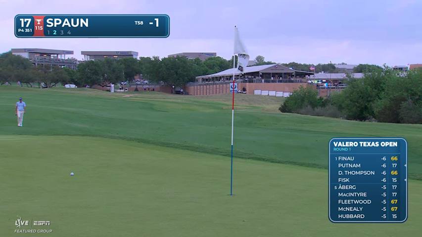 J.J. Spaun drains 13-foot birdie putt on No. 17 at Valero