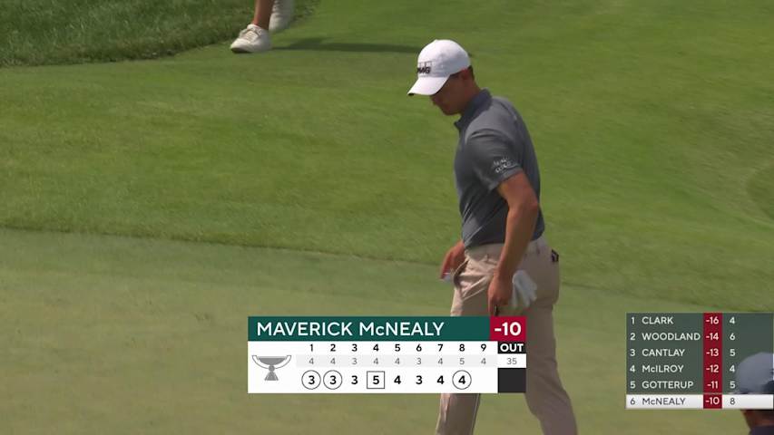 Maverick McNealy drains 9-foot birdie putt on No. 8 at BMW Championship