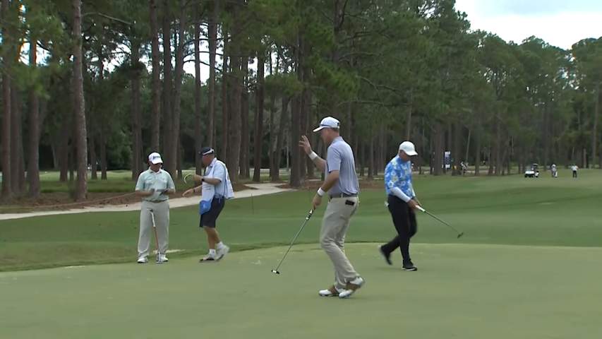 Bob Estes makes birdie putt at FURYK & FRIENDS