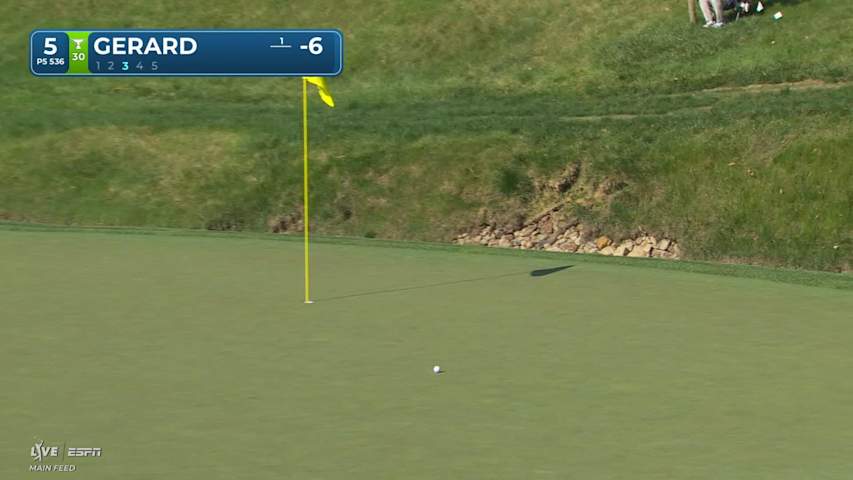 Ryan Gerard sinks 11-foot birdie putt on No. 5 at the Memorial