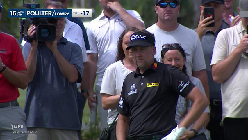 Ian Poulter nearly holes wedge from rough and taps in birdie at Zurich Classic