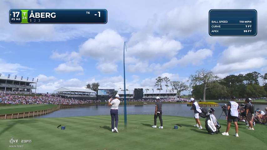 Ludvig Åberg hits 143-yard drive to 2 feet, nearly aces No. 17 at THE PLAYERS