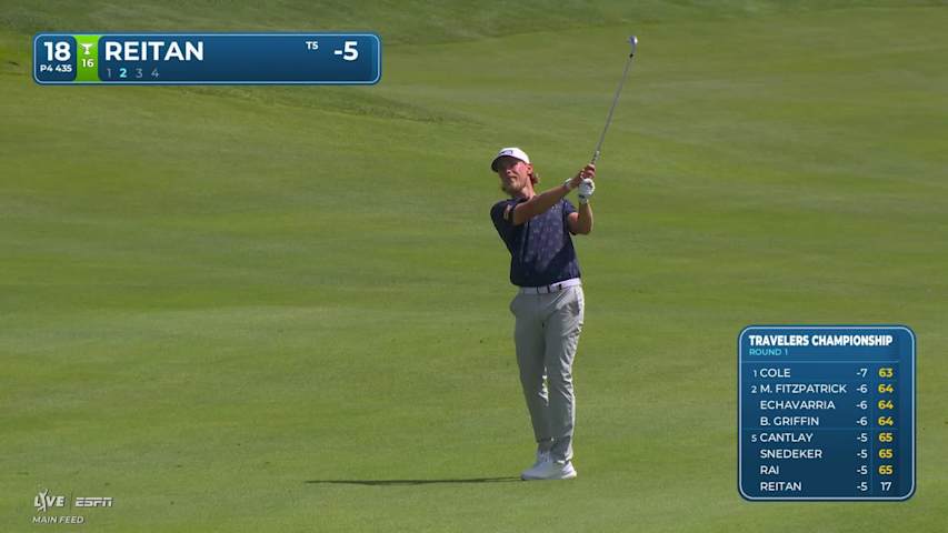 Kristoffer Reitan's 125-yard approach sets up birdie on No. 18 at Travelers