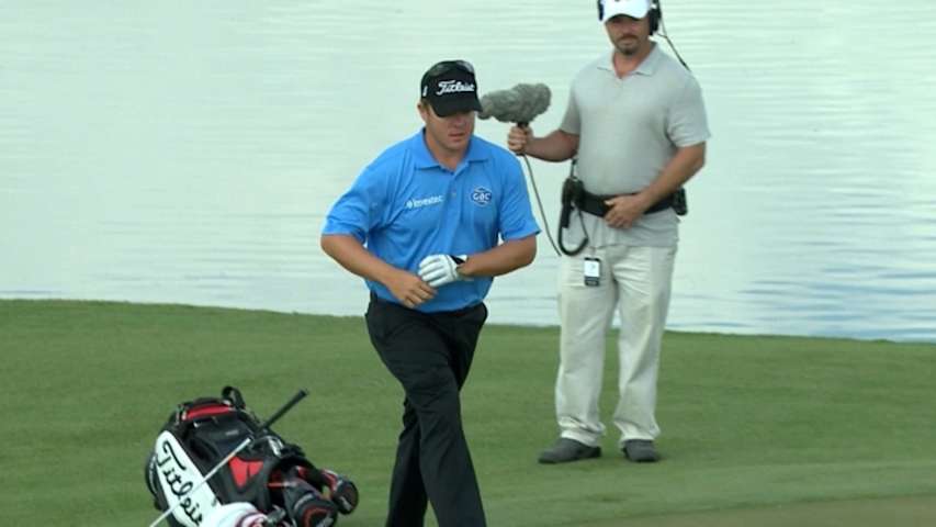 George Coetzee holes bunker shot for eagle on No. 16 at Cadillac