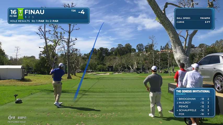 Tony Finau hits 159-yard drive to 6 feet, sets up birdie on No. 16 at The Genesis