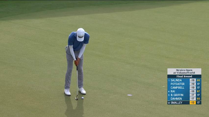 Alex Smalley converts birdie putt at Mexico Open