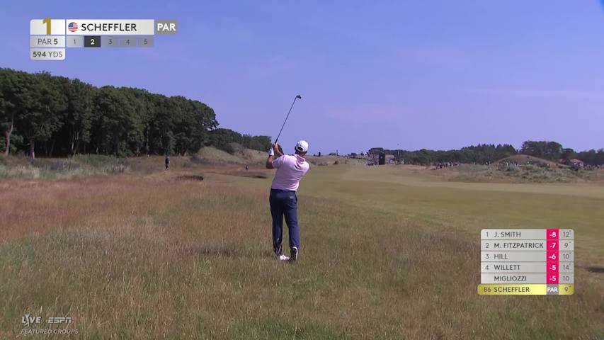 Scottie Scheffler sinks 30-foot birdie putt on No. 1 at Genesis Scottish Open