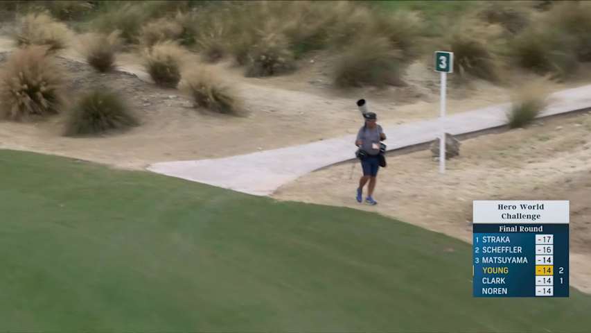 Cameron Young sinks 7-foot birdie putt on No. 3 at Hero World Challenge