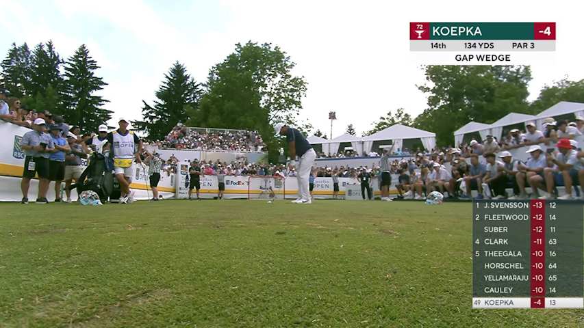 Brooks Koepka sinks 18-foot putt for birdie on No. 14 at RBC Canadian