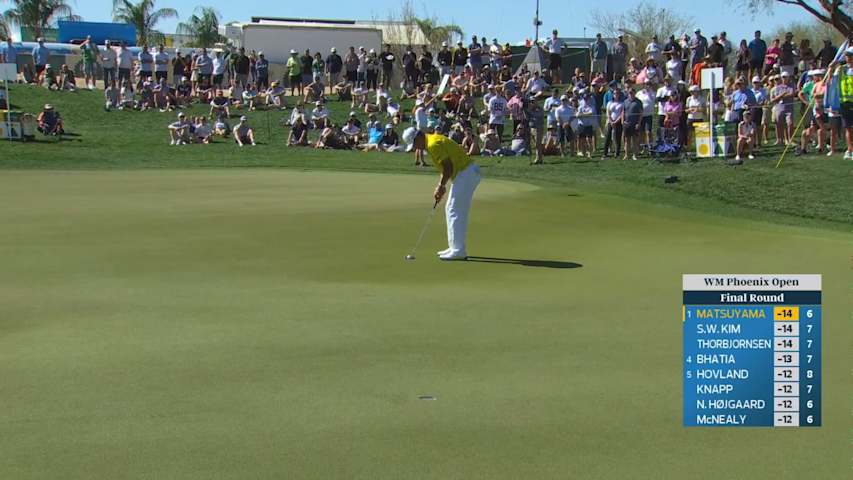 Hideki Matsuyama drains 25-foot putt for birdie on No. 7 at WM Phoenix Open
