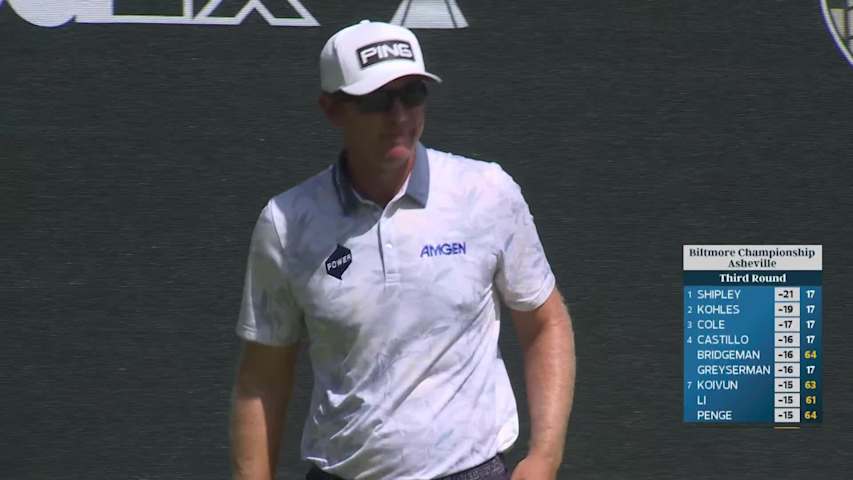 Seamus Power holes 11-foot approach for birdie on No. 18 at Biltmore Championship