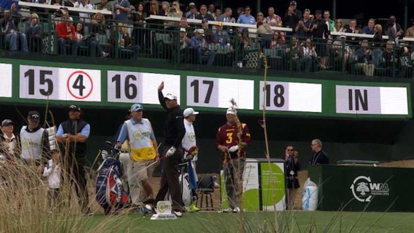 Nicolas Colsaerts strikes a marvelous tee shot at Waste Management