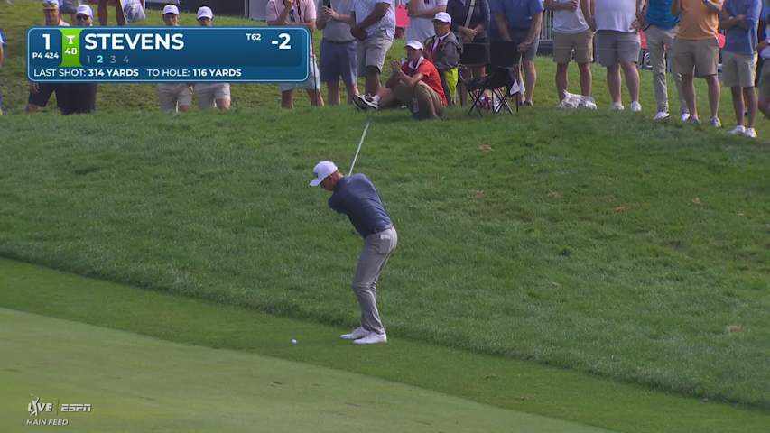 Sam Stevens's 114-yard approach sets up birdie on No. 1 at Travelers