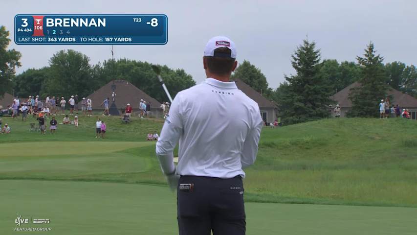 Michael Brennan sinks 23-foot birdie putt on No. 3 at 3M Open