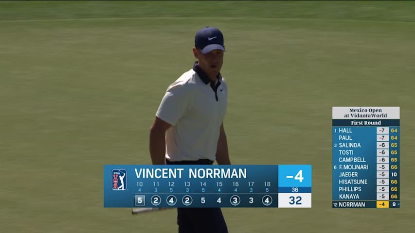 Vincent Norrman makes birdie at Mexico Open
