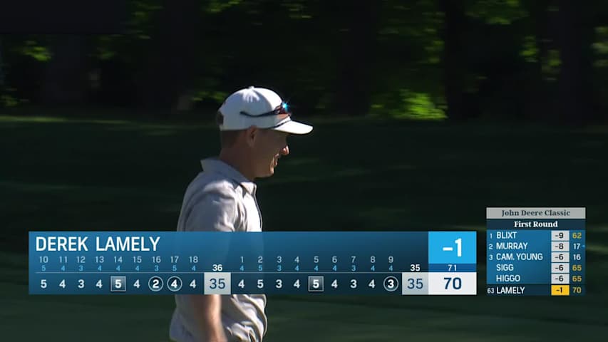 Derek Lamely drains a 50-foot putt for birdie at John Deere