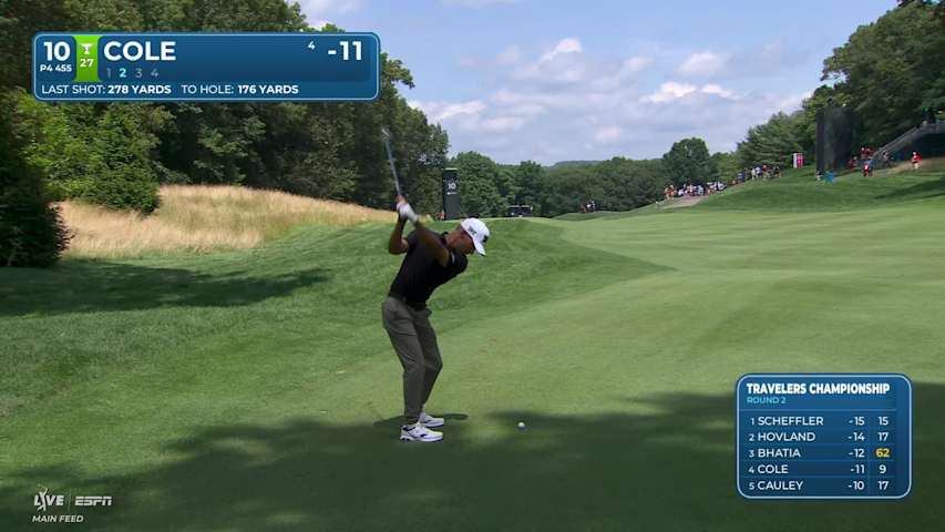 Eric Cole makes birdie on No. 10 at Travelers