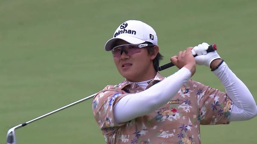 Seonghyeon Kim makes birdie on No. 15 at BMW Charity Pro-Am