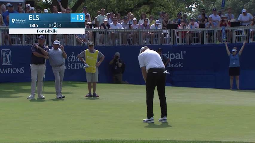 Ernie Els makes birdie on No. 18 at Principal Charity Classic