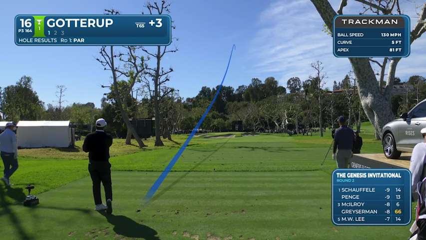 Chris Gotterup sinks 21-foot birdie putt on No. 16 at The Genesis
