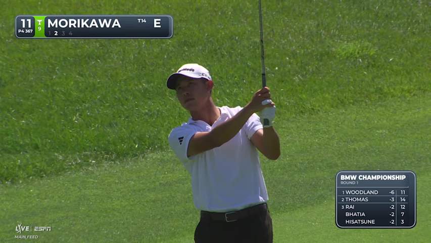 Collin Morikawa's 104-yard approach sets up birdie on No. 11 at BMW Championship