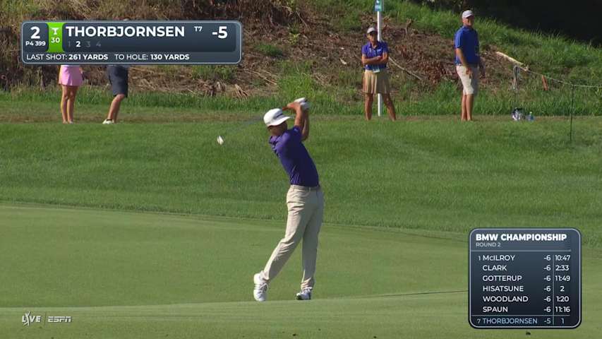 Michael Thorbjornsen sinks 20-foot birdie putt on No. 2 at BMW Championship