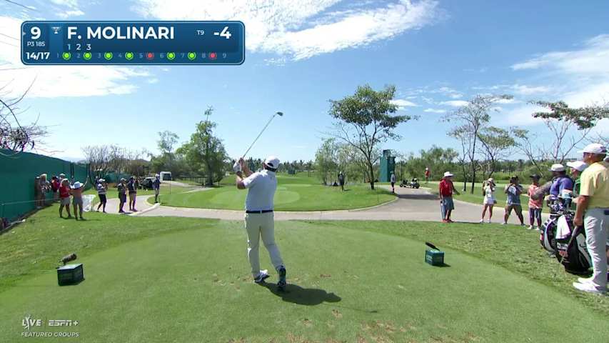 Francesco Molinari trickles in a 21-foot birdie putt at Mexico Open