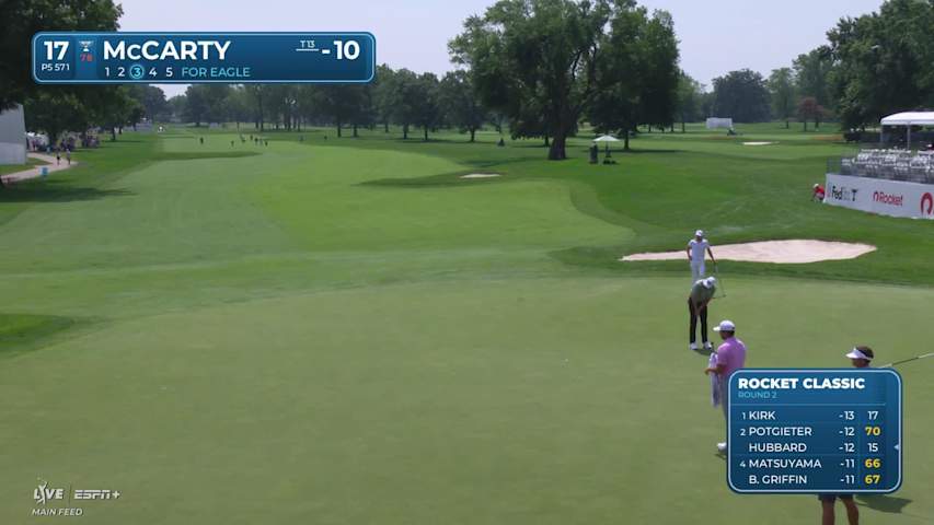 Matt McCarty makes birdie on No. 17 at Rocket Classic