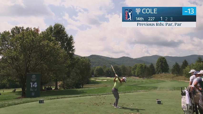 Eric Cole sinks 27-foot birdie putt on No. 14 at Biltmore Championship