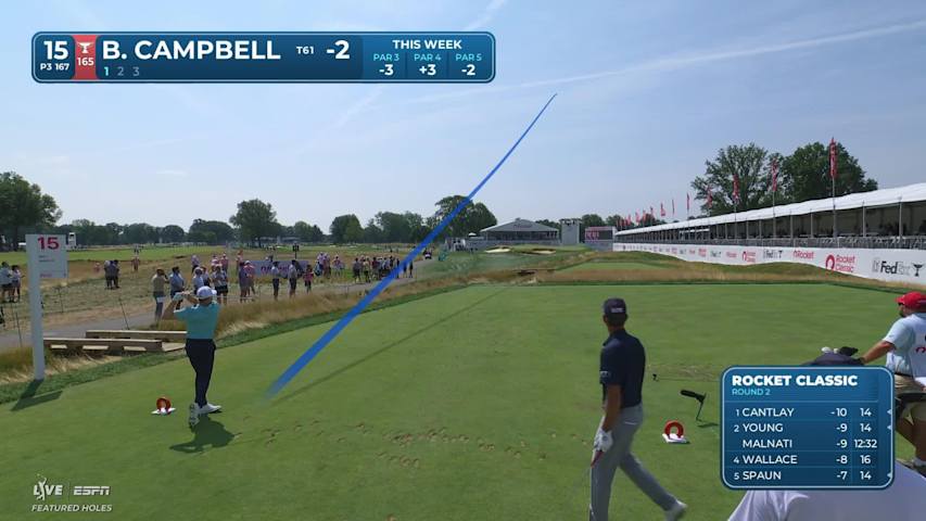 Brian Campbell hits tee shot to 6 feet, sets up birdie on No. 15 at Rocket Classic