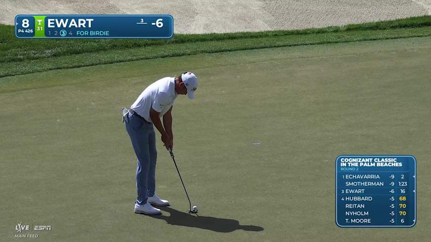 A.J. Ewart sinks 10-foot birdie putt on No. 8 at Cognizant Classic
