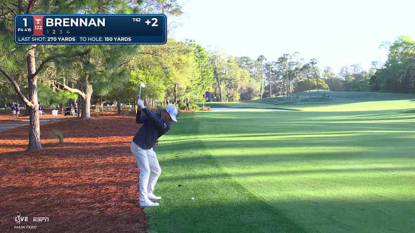 Michael Brennan hits 153-yard approach to 18 feet, sets up birdie at THE PLAYERS